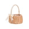 Woven Flower Girl Basket with Handle Handwoven Artificial Flower Wicker Storage Basket for Home Wedding Birthday