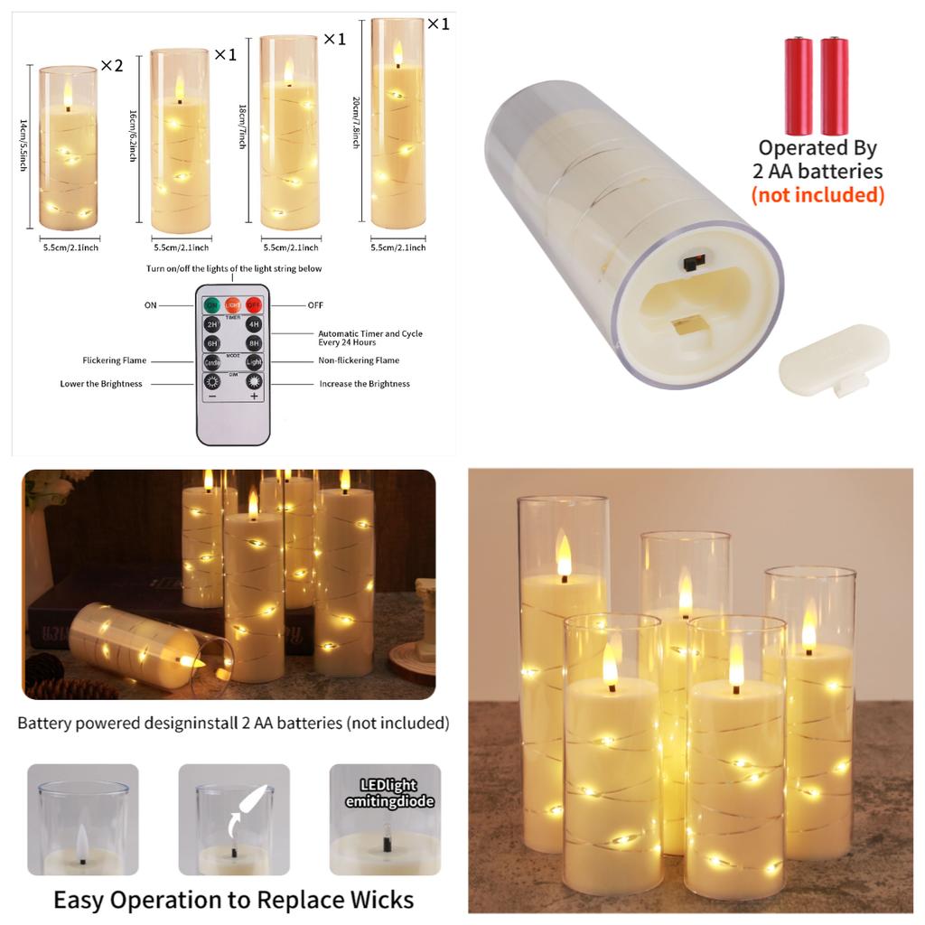 Flameless Flickering LED Candles with Lampshade Battery Operated Pillar Electronic Candles for Christmas Wedding Birthday Decor