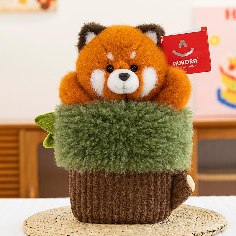 Parrot Panda Monkey Potted Plant Plush Toy Stuffed Animal Doll Decoration Gift