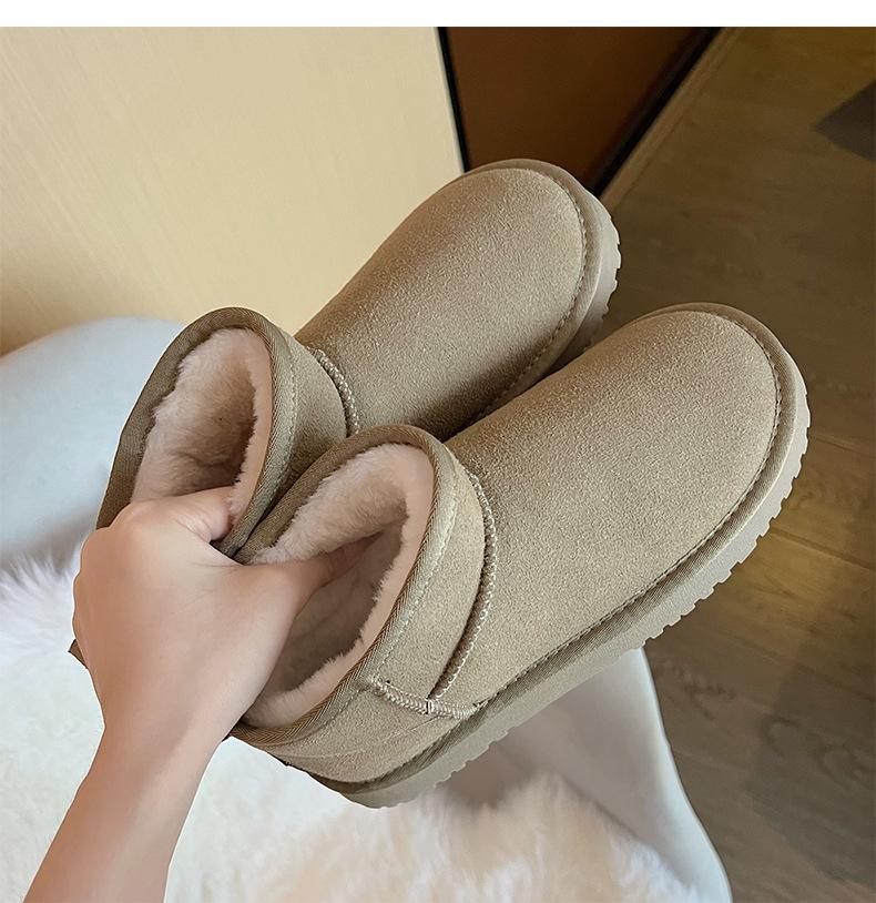 Fur integrated snow boots women's 2025 new winter platform Internet celebrities warm velvet thickened outer wear cotton shoes