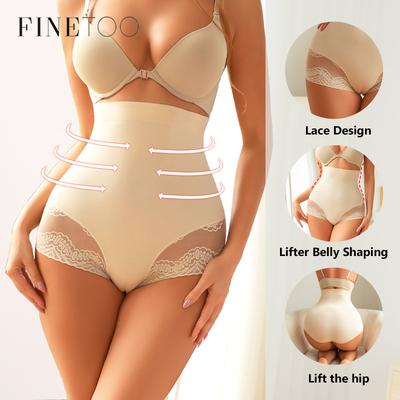1PCS Seamless Tummy Control Panties for Women Floral Lace Underwear High Waist Butt Lifter Belly Shaping Cincher Briefs S-3XL