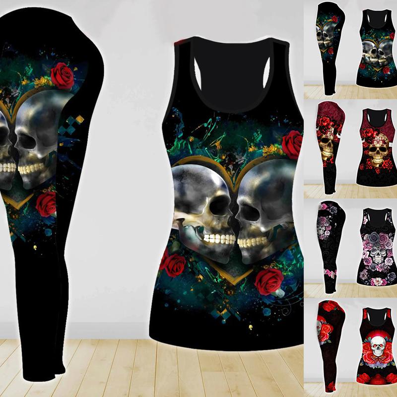 

Наряд для йоги с принтом «Голова призрака и красная роза» для женщин, модные леггинсы для тренировок с 3D принтом, спортивные леггинсы для фитнеса с высокой талией, повседневные брюки для йоги для женщин, лето