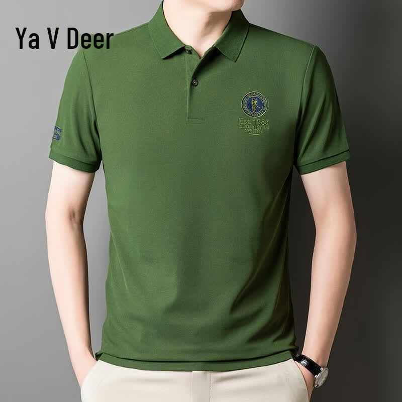 Yalu Men s Business Casual Embroidered Loose Fit Polo T-Shirt 2XL