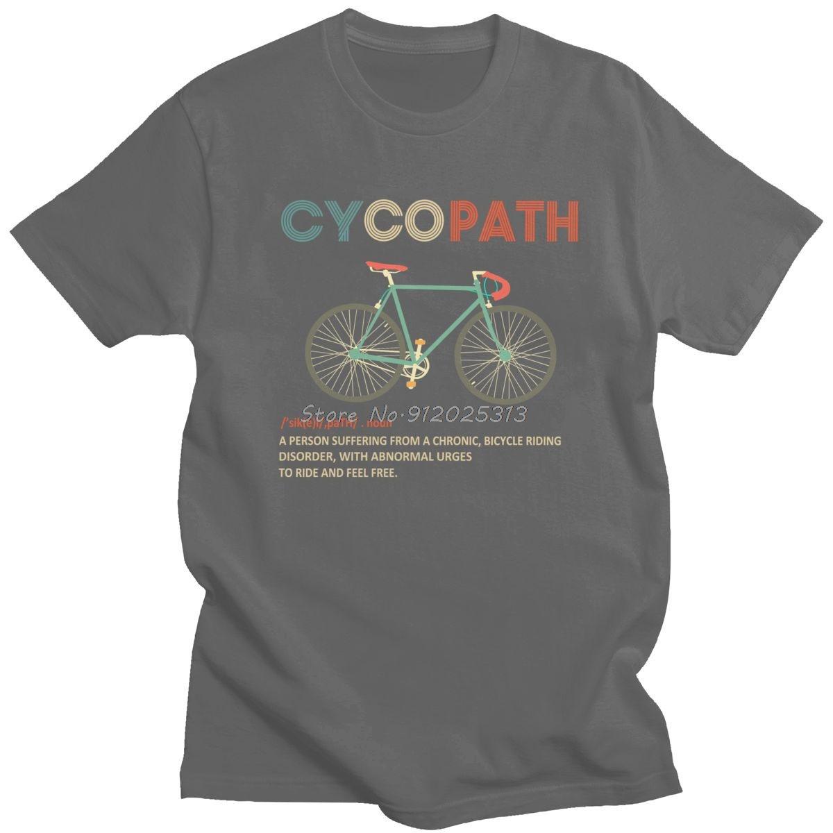 

Хлопковая винтажная футболка для мужчин Cycopath Funny Cycling For Cyclists And Bikers Футболка Streetwear MTB футболки Футболка с короткими рукавами из хлопка M темно серый