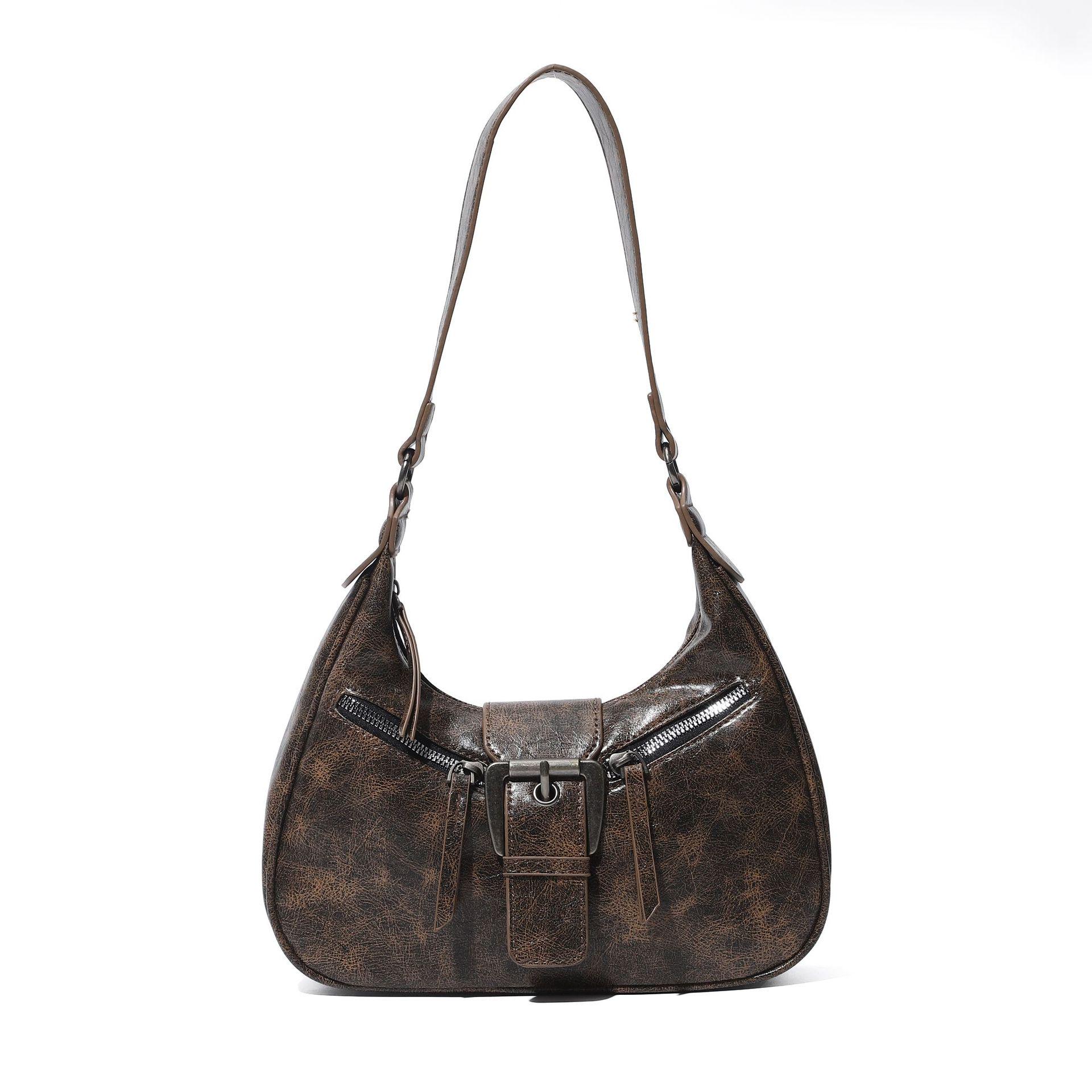 

2025 Meillard Vintage Motorcycle Crossbody Crescent Shoulder Bag темно-коричневого кольору