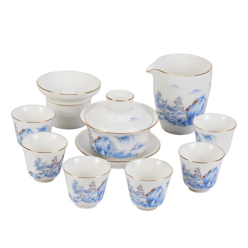 Handun High-Grade Mutton-Fat Jade White Porcelain Kung Fu Tea Set