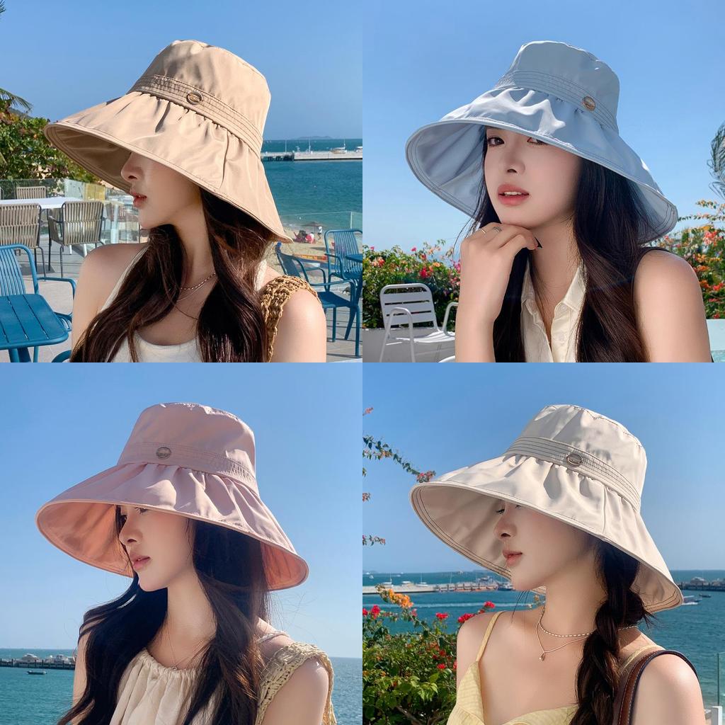 Summer Fashion Sun Hat For Women With Large Brim Breathable Polyester Sunshade Casual Outdoor Travel