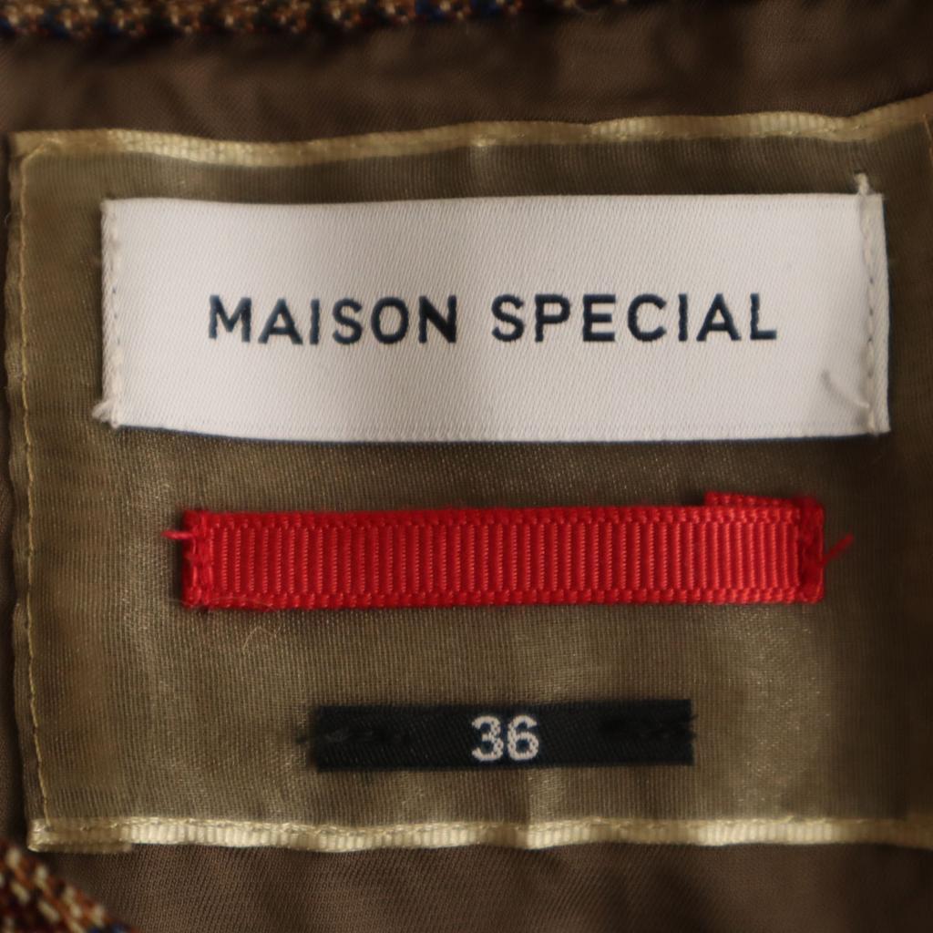 MAISON SPECIAL Staggered pattern Long length Pleated skirt 36 Brown Women Used