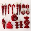 Velvet Christmas Ornaments, Red Assorted Festive Designs, Holiday Tree Decorations