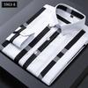 Men's Striped Shirts Formale Casual Printed Plaid Shirt Long Sleeve Slim Fit Botton Down Male Office Business Dress Shirt M-5XL