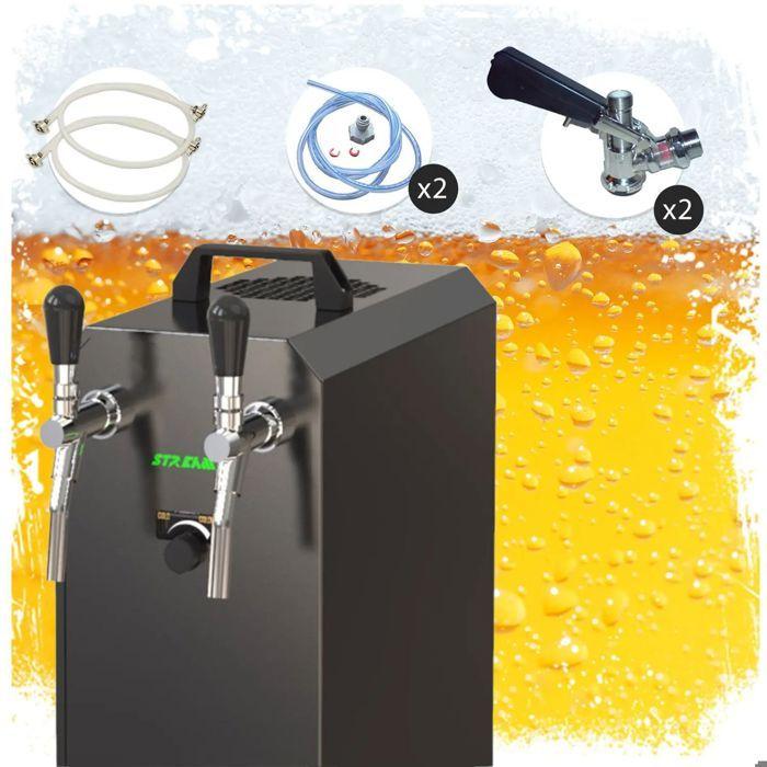 Système de distribution de bière - ICH-ZAPFE.DE - STREAM 50K - Refroidisseur 2 voies 55 L/h - Pompe à air (sans CO2) - Valise mobile