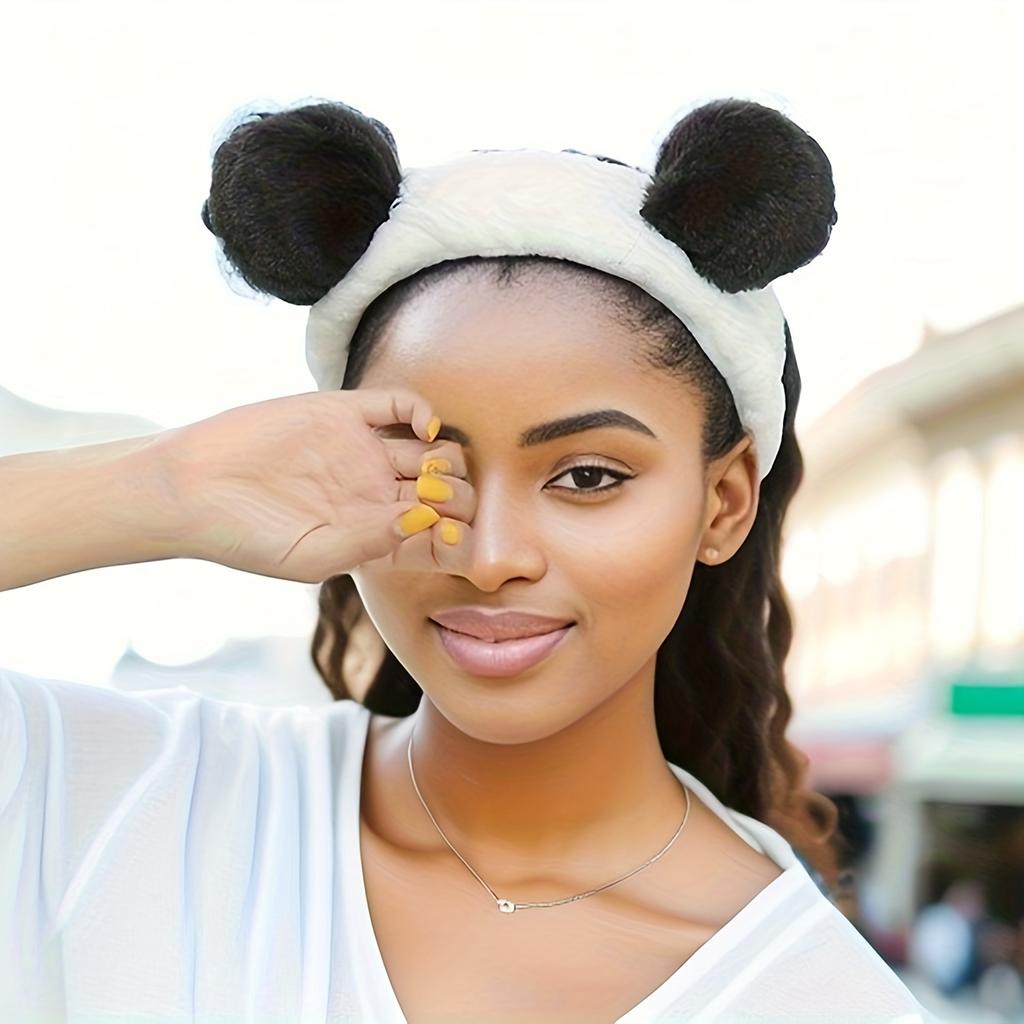 Women Wash Face Makeup Soft Coral Fleece Elastic Headband Head Wrap Cute Animal Ears Hairband Girl Hair Accessories