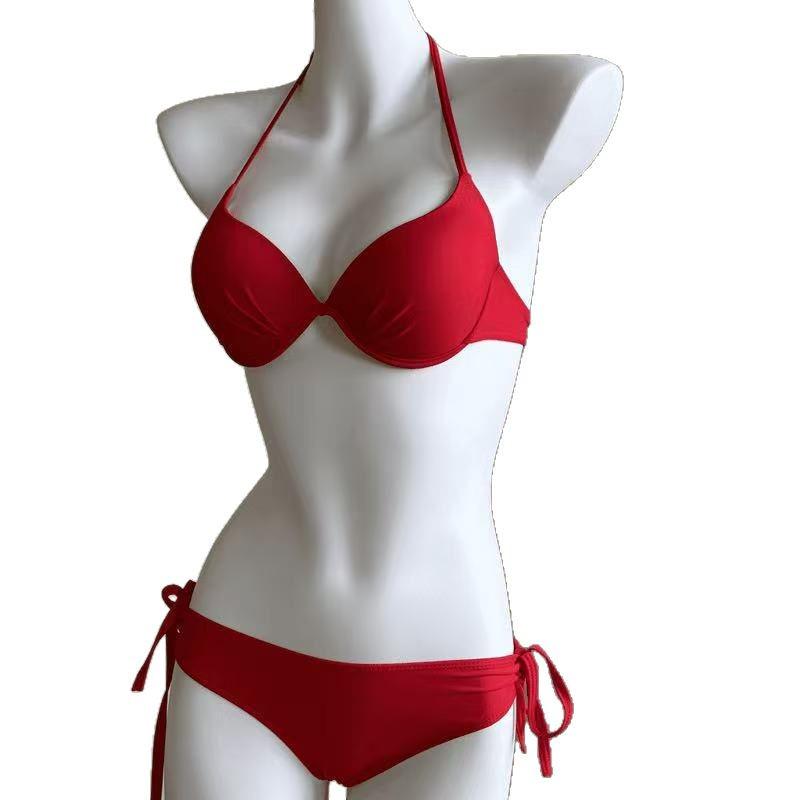 Nylon Underwire Bikini Set with Massage Cup - Slimming Swimwear for Small Chest