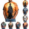 Men's Halloween Print Plus Size Comfortable Breathable Casual Loose Fit T-Shirt Top with Short Sleeves and Round Neck for Everyday Wear
