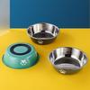 Stainless Steel Pet Water Food Bowl with Paw Print Anti-slip Silicone Base Feeder for Dogs Cats Home Outdoor Use