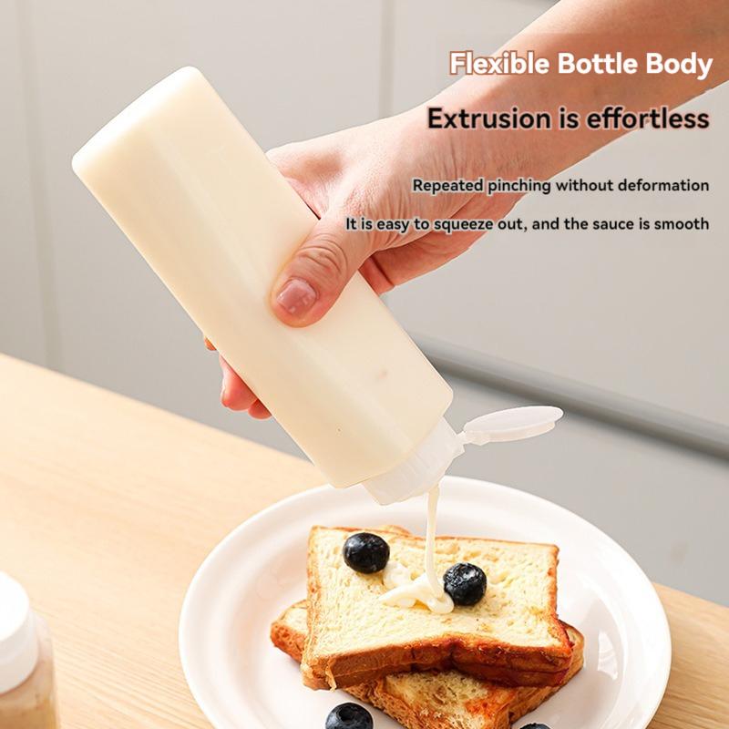 PE Condiment Squeeze Bottles Ketchup Salad Sauces Dispenser with Lid Soy Seasoning Oil Bottle Multifunctional Kitchen Supplies