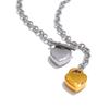 Yhpup 50cm Valentine's Day Gift Stainless Steel Heart Love Pendant Chain Necklace Gold Silver Color Charm Fashion Jewelry Gift