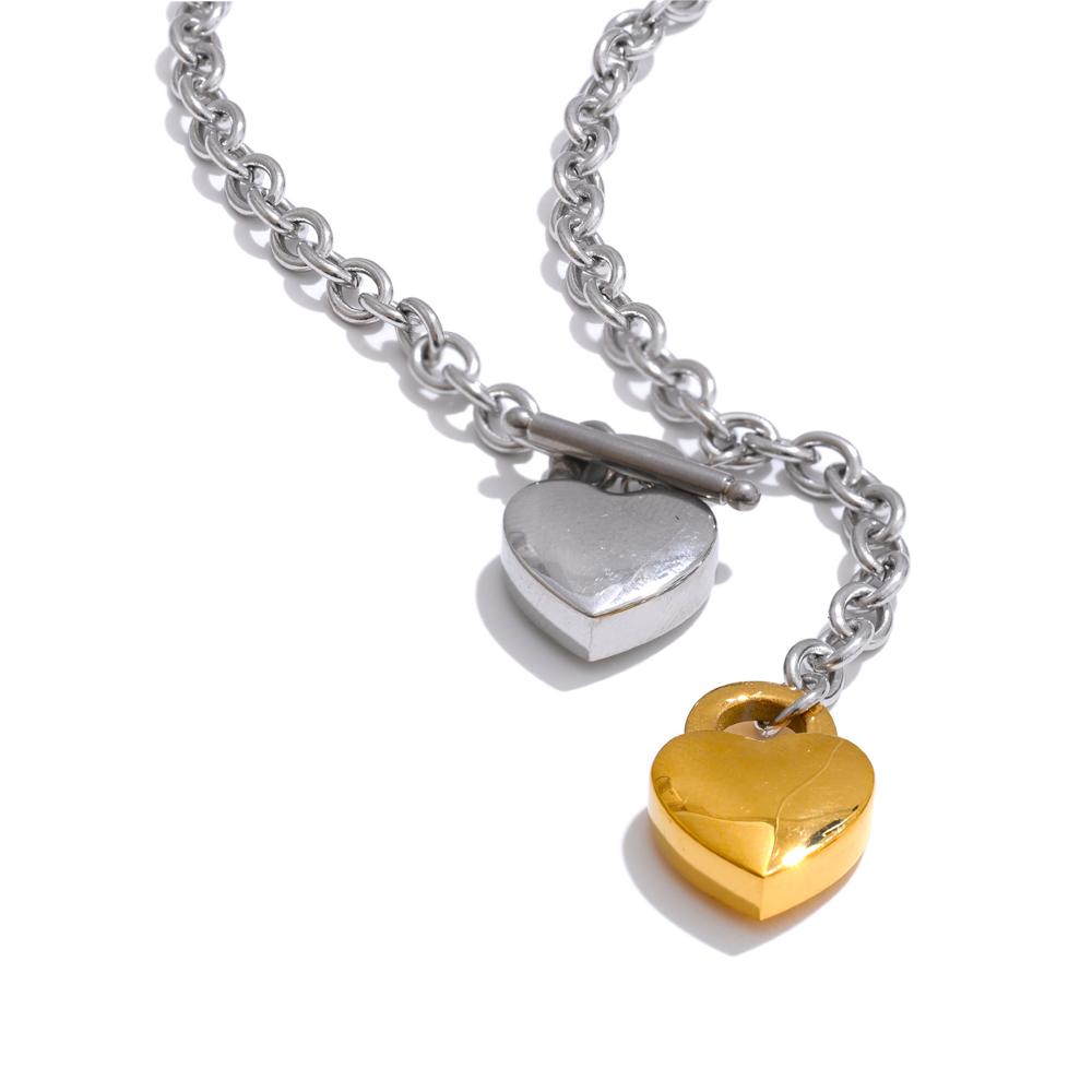 

Yhpup 50cm Valentine s Day Gift Stainless Steel Heart Love Pendant Chain Necklace Gold Silver Color Charm Fashion Jewelry Gift