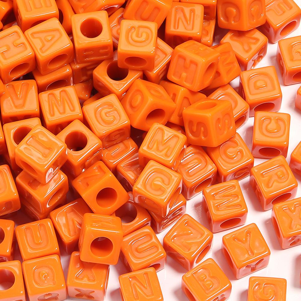 50pcs/lot 12mm Acrylic Square Alphabet Beads Solid Color Large Hole Loose Letter Beads For DIY Handcraft Bracelet Necklace