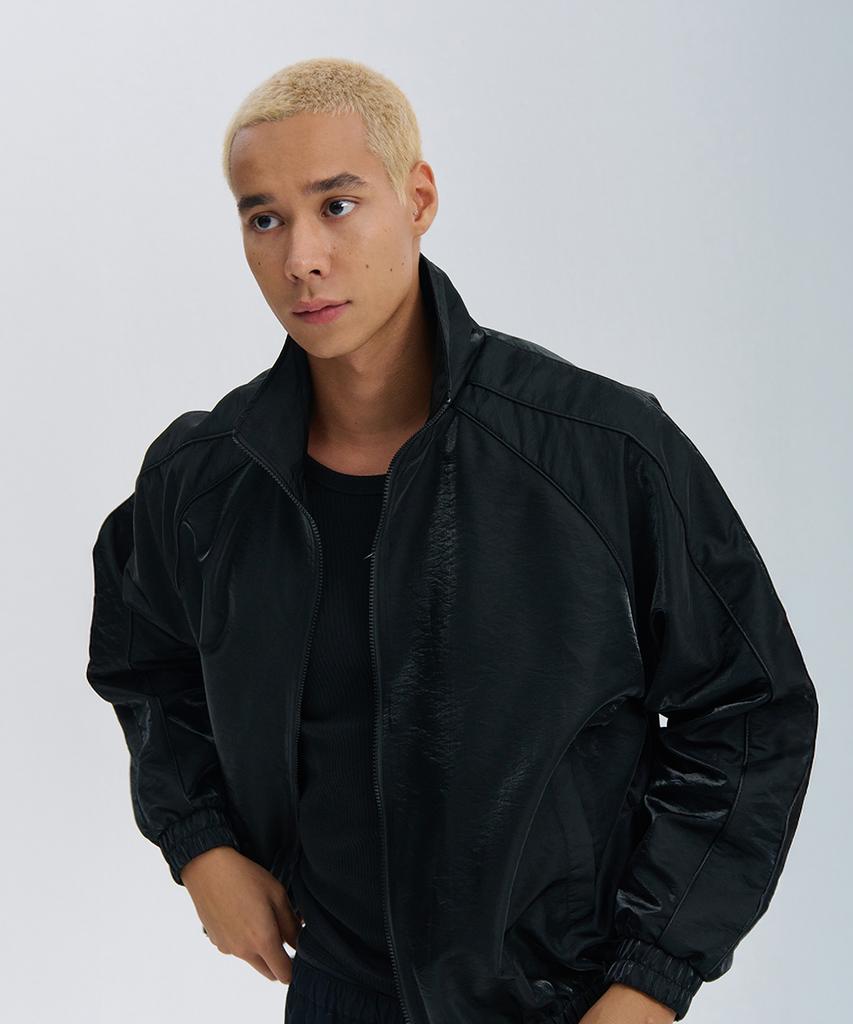 Ninez Glossy Woven Piping Track Jacket