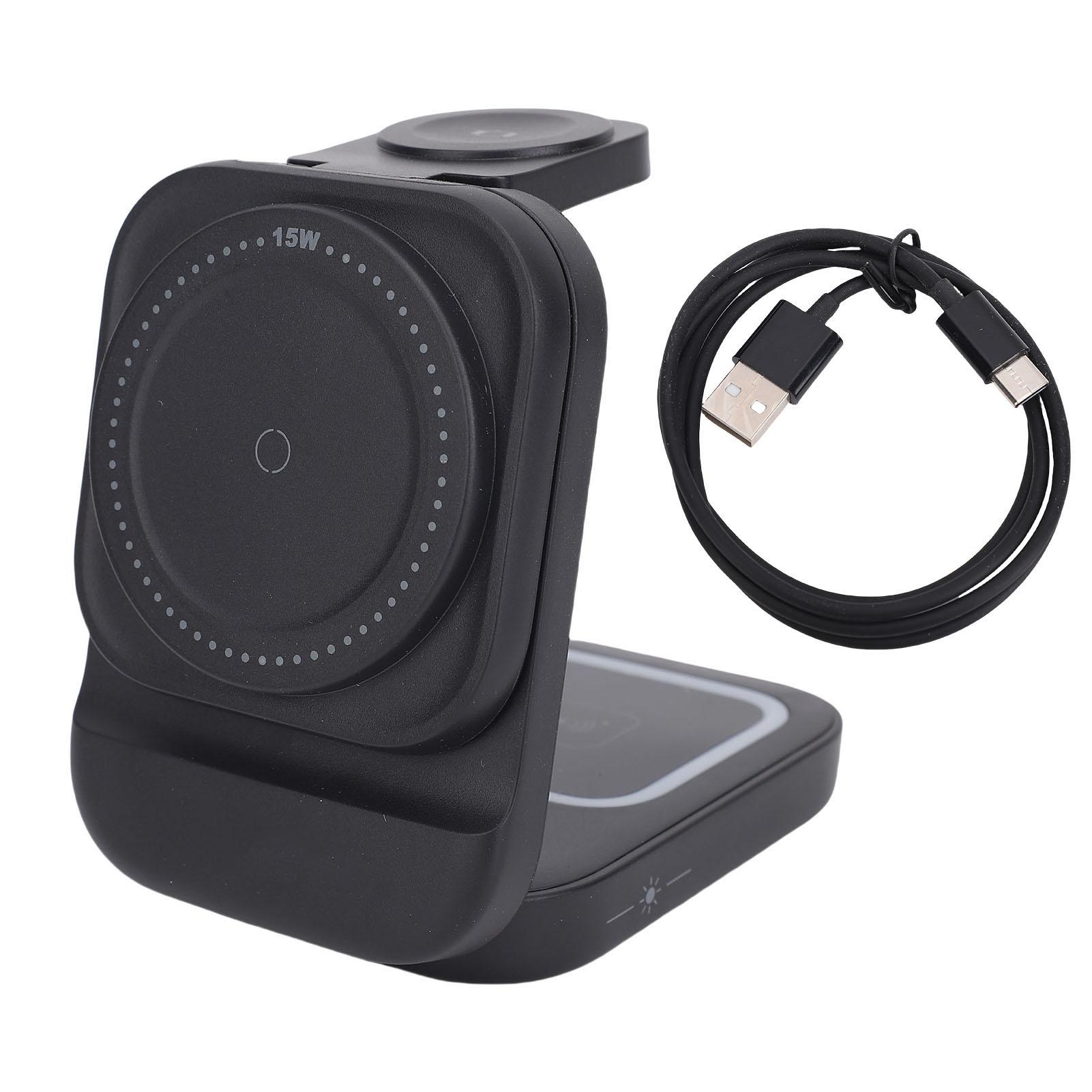 

Многофункциональное беспроводное зарядное устройство 3 в 1 Магнитная подставка Складное быстрое зарядное устройство Настольная док-станция для зарядки