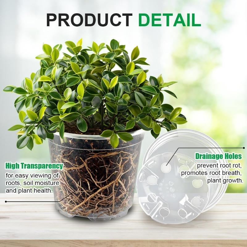Reinforced Clear Nursery Pots with Drainage Hole Transparent Variety Pack Plastic Plant Pot Seedling Planter Seed Starter Flower