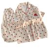 Sweet And Cute Strawberry Print Girl Can Wear Short Sleeves And Trousers Loungewear Can Wear Women Outside