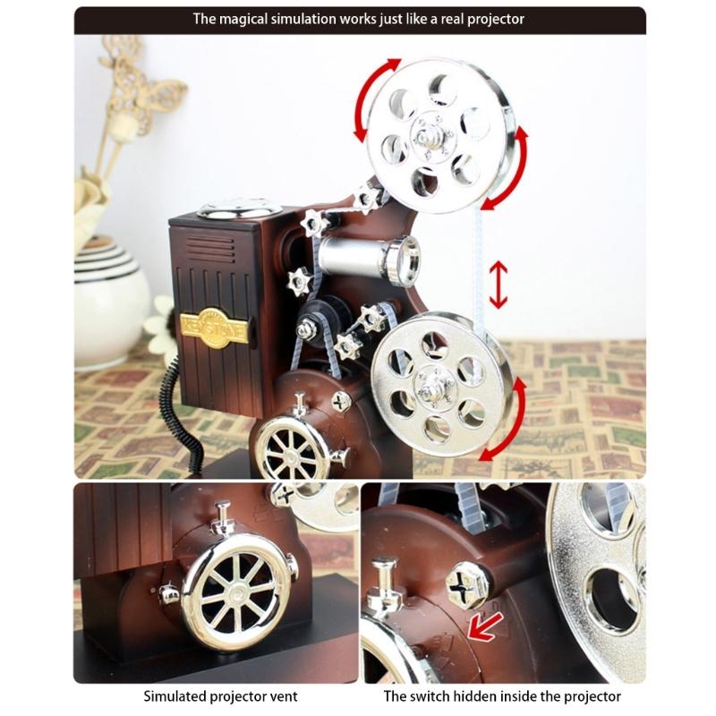 Movie Projector Music Box,Mechanism Wind Up Musical Box Movie Theater Theme Party Decorations Wedding Birthday Gift