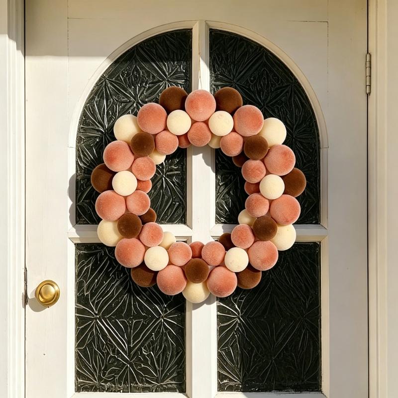 Handmade Ball Wreath Door Hanging Decoration Christmas Wreath For Wall Or Front Door Display Indoor and Outdoor Decoration