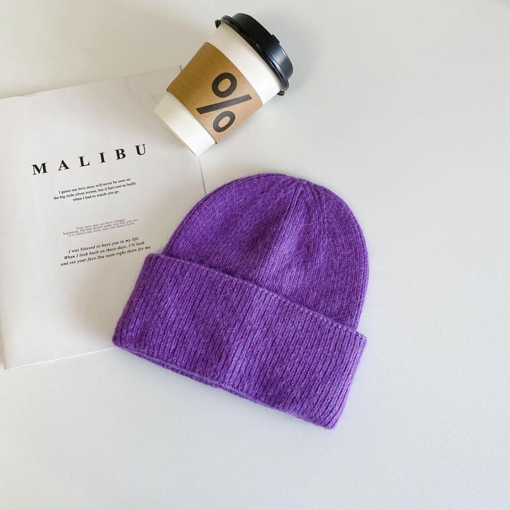 Korean Style Thickened Knit Hats for Women, Ear Protection, Large Fit, Face-Slimming, Warm, In Stock