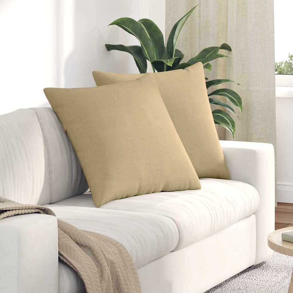 Sofa Cushions 2 Pieces Grey Green 60 x 60 cm Corduroy Fabric