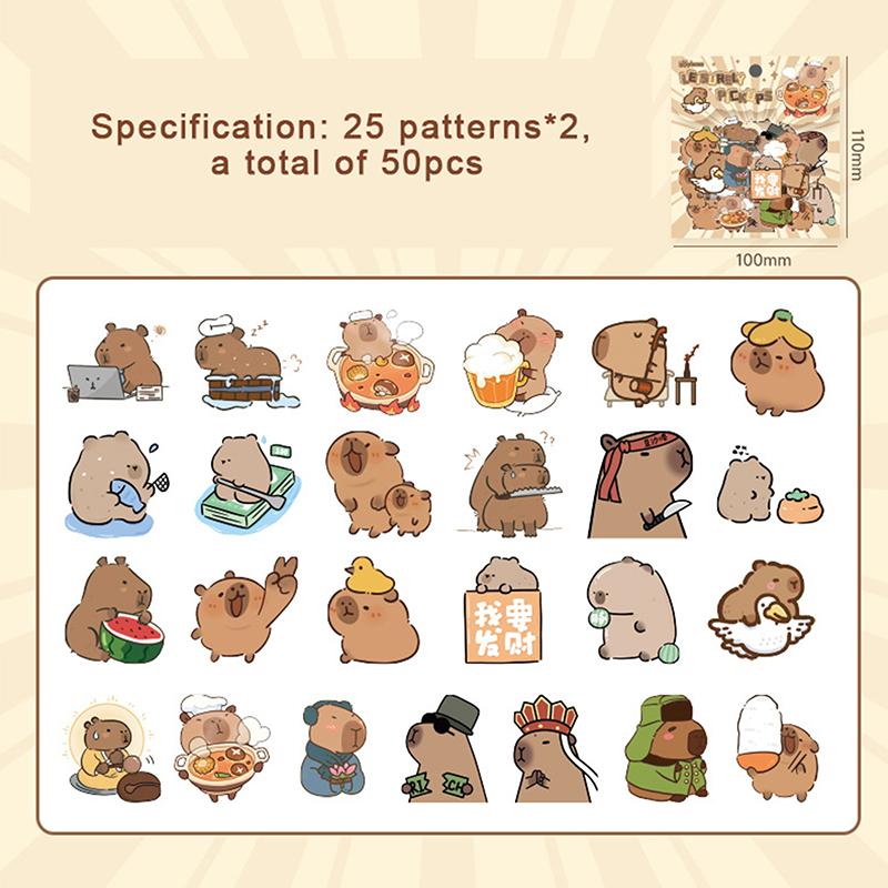 50 Stück Niedliche Kawaii Cartoon Capybara Aufkleber Für Frauen Mädchen Transparente Wasserdichte Aufkleber Tagebuch Dekorationsaufkleber