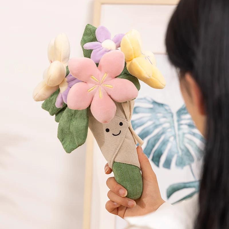 Cute Flower Plush Bouquet Doll Kawaii Stuffed Toys Girl Valentine's Day Decoration Birthday Children Christmas Gift