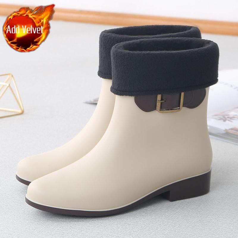 Waterproof Mid-Calf Rain Boots for Women Luxury Boots Warm & Durable Adult Female Waterproof Footwear with Anti-Slip Sole