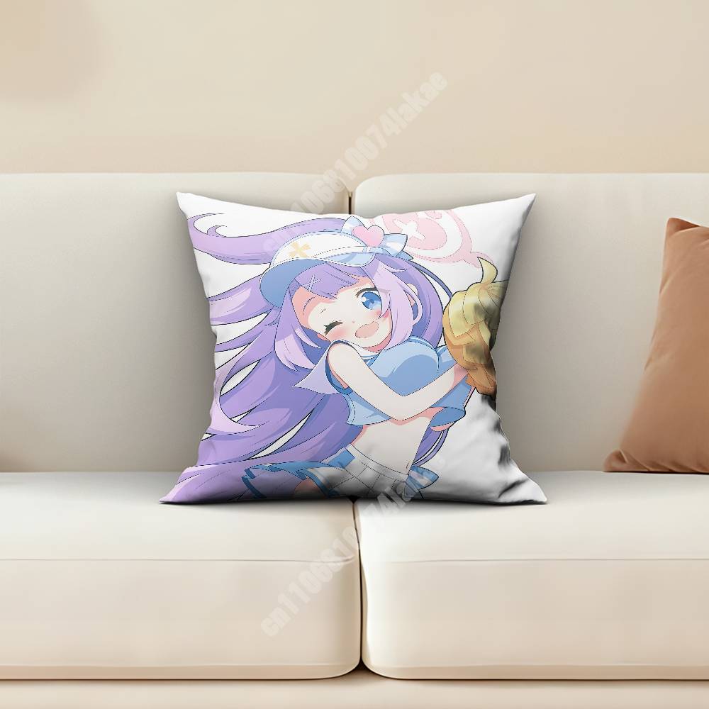 Blue Archive Asagao Hanae Pillow Cover Sofa Couch Cushion Case Home Living Room Decoration