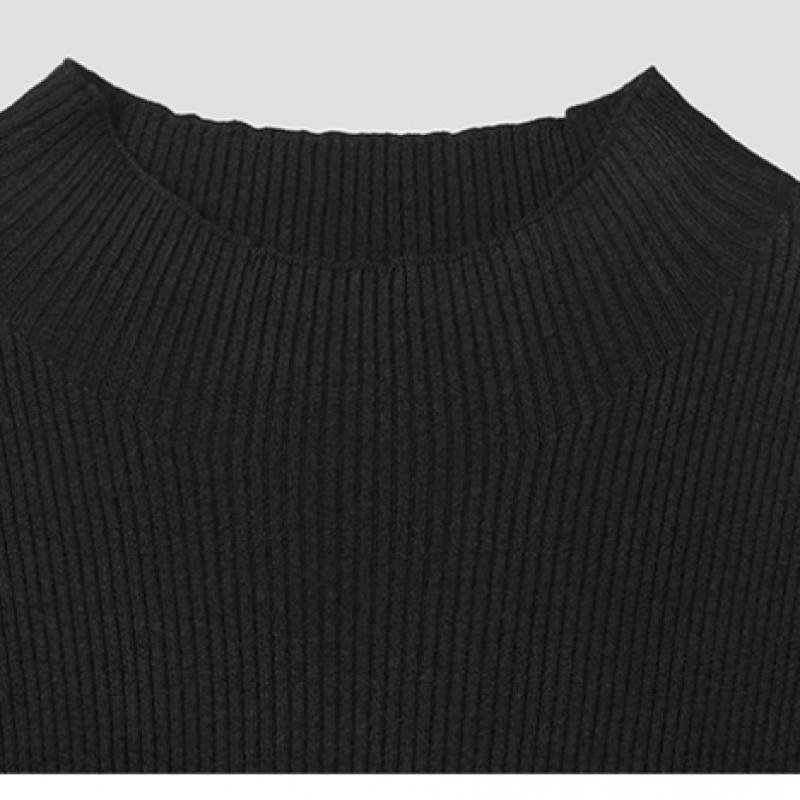 SHESMISS Rib Mockneck Half Knit Sskpop12060 Bk