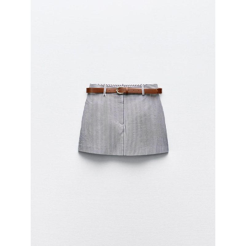 Za2024 Summer New Product Women's Clothes Fashion All-Matching with Belt Casual Stripes Short Pantskirt 1478223 104