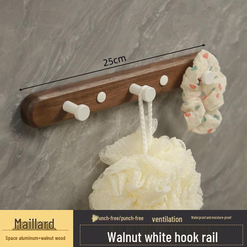 Walnut Wall-Mounted Hook for Clothes & Hats, No-Punch Installation for Door Back or Entrance Hall
