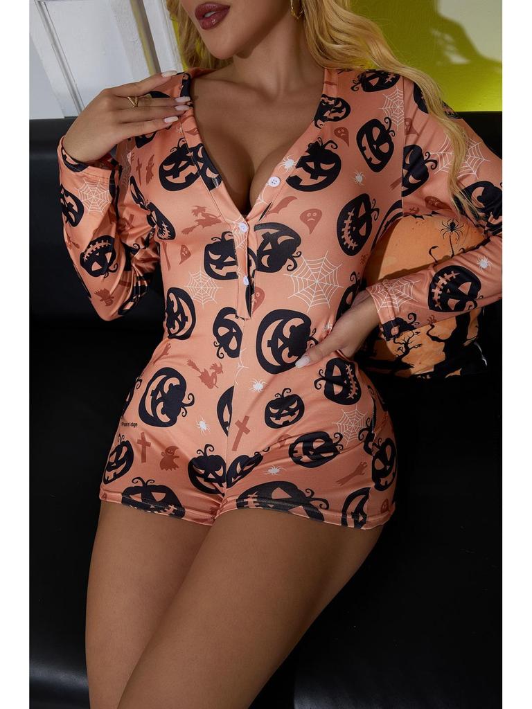 Sexig Slim-Fit Pumpa Dam Halloween Onesie Pyjamas - Europeisk & Amerikansk Stil