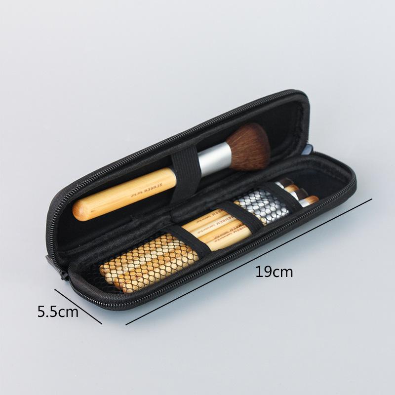 

Women Makeup Brush Case Pure Black Small Cosmetic Bag Lipstick Pen Organizer Beauty Tool Storage Box Zipper Long Pouch