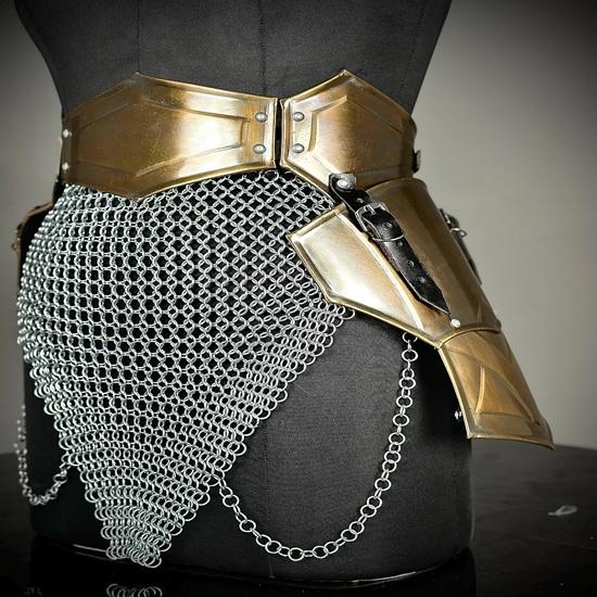 Brave Lady Armor, Medieval Knight Tassets Armor with Chainmail, Female Costume, Cosplay Armor, Larp Armor