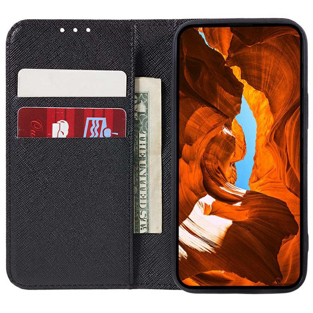 

For Samsung Galaxy S25 Case Cross Texture Leather Phone Cover Hidden Magnetic Dark Blue