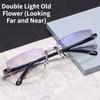 Rimless Reading Anti Blue Light  Glasses Women   Square Frameless Retro Clear Lens Presbyopic Reading Glasses for Women