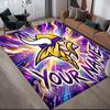 Custom Name Minnesota Vikings Flannel Pattern Square Carpet,Area Rug,Carpet Rug for Living Room Bedroom Sofa Playroom Decor,Non-slip Floor Mat