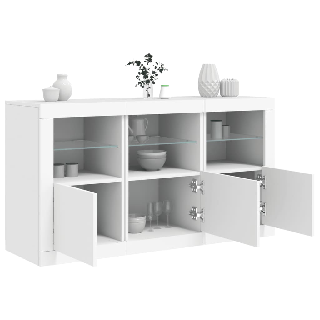 White Sideboard with LED Lights 123 X 37 X 67 Cm