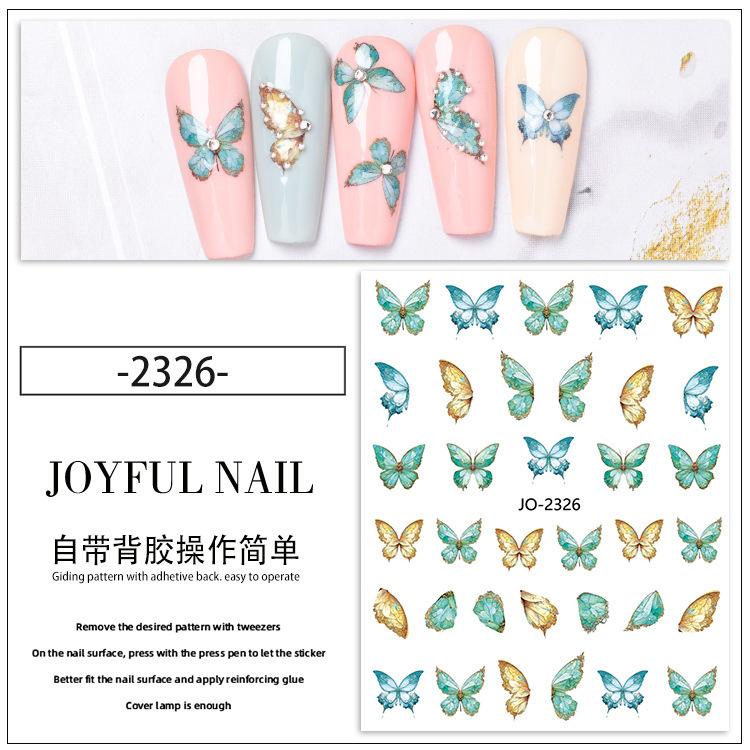 Butterfly Nail Stickers Colorful Butterflies Self Adhesive Transfer Sliders Wraps Manicures Foils DIY Decorations,Nail Art Tool