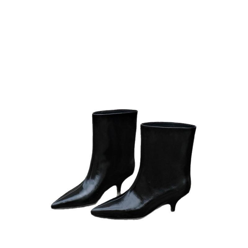 European and American Style Big Tube Minimalist Style Long Boots Women's 2025ins Wind Pointed Retro Knight Boots Thin Heel Thin Boots