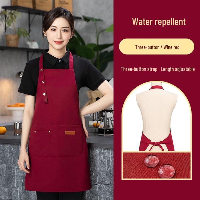 Waterproof Red Apron with Logo for Weddings, 100th Birthdays, and Special Events - Oil-Proof, Festive, Celebratory Design