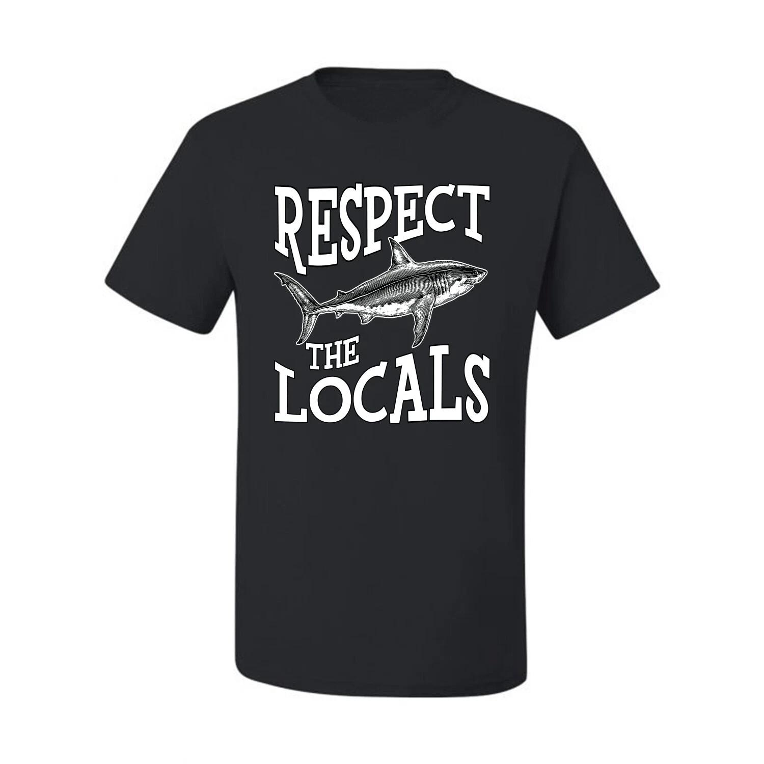 Respect The Locals Save Our Oceans Shark Animals Men Graphic T- Shirt XL
