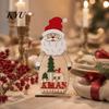 Wooden Christmas Ornaments Nordic Style Ornaments, Cute Santa Claus/Snowman/Reindeer Party Home Accents Figurine for Holiday Table Tiered Tray